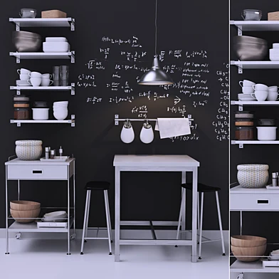 A set of kitchen utensils and utensils for the restaurant kitchen