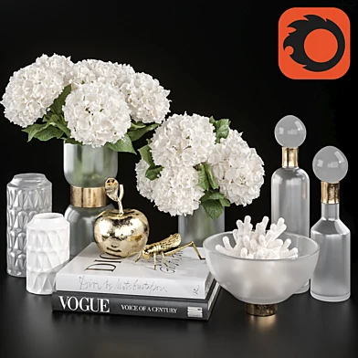 Decoration Set 32 frozen glass and Hydrangea