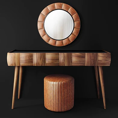 Dressing table with mirror and Pralin ottoman. Vanity by nills