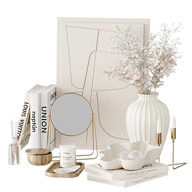 Decorative set with a bouquet of dried flowers