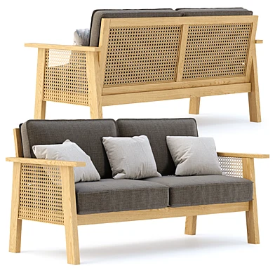Jack wooden rattan loveseat / Double garden rattan sofa