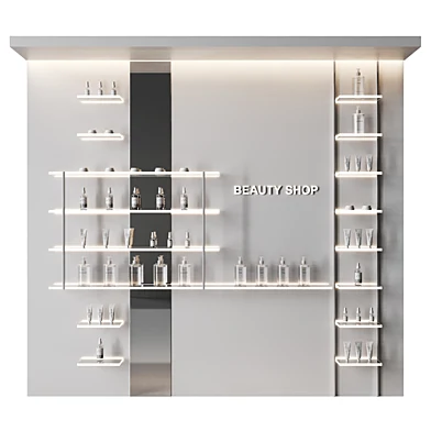 Glowing shelves for a cosmetics store