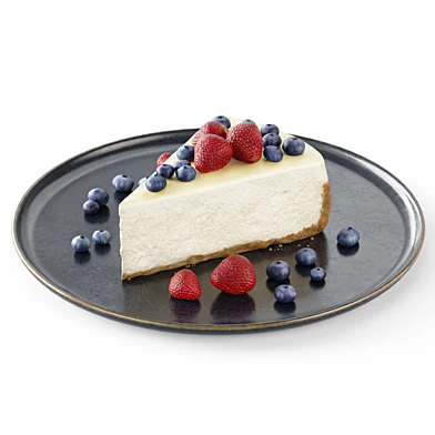 Cheesecake with strawberries and blueberries