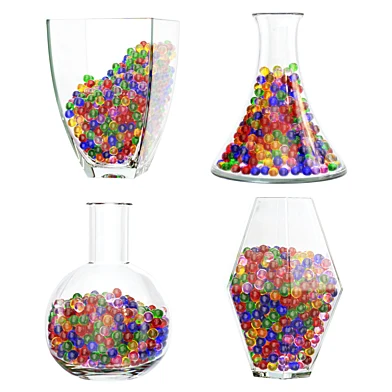 Glass vases with balls