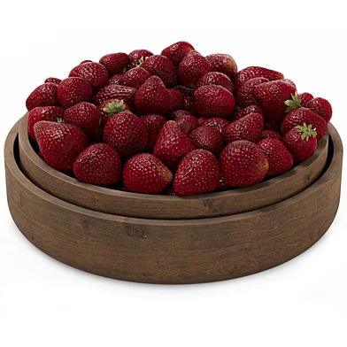Strawberries in a wooden plate