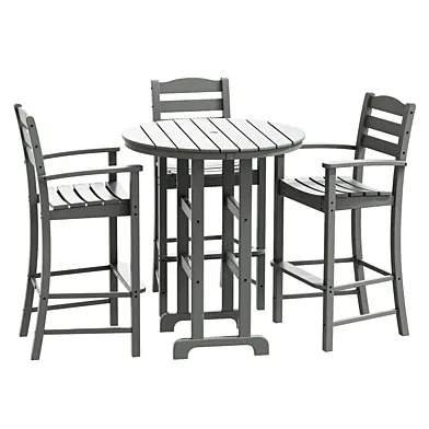 Polywood - La casa cafe 3 piece round farmhouse bar set