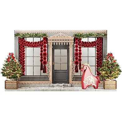 New Year's decoration of the facade in Russian style
