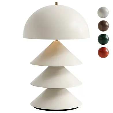Stacked Bone and Brass Powder-Coated Table Lamp