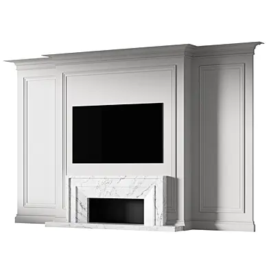 TV wall with a classic fireplace