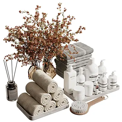 Bathroom Accessories With Decor and Flower Set 14