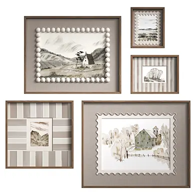 Set of photo frames with colored mats and decorative cutouts