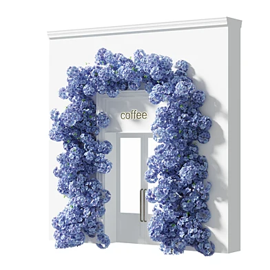 Facade decoration with blue flowers