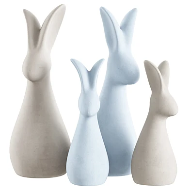 Ceramic sculptures of rabbits