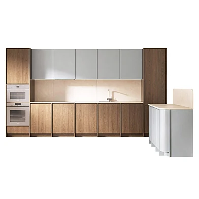 Kitchen set with built-in appliances