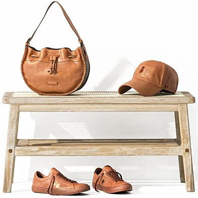 Decorative set wooden bench for shoes sneakers cap bag for hallway wardrobe. Collection 156.