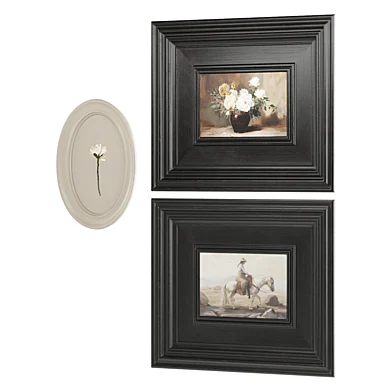 Set of vintage oil paintings in wooden frames 05