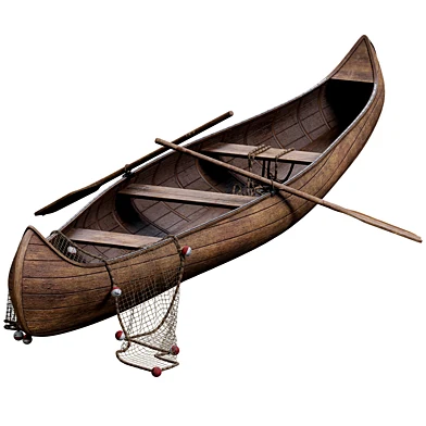 Narrow Wooden Boat Medieval Style