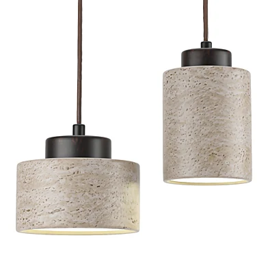 Japandi Travertine Wood Pendant Lamp Minimalist Stone