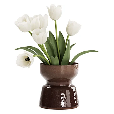 Bouquet of white flowers Tulips in a ceramic vase 13