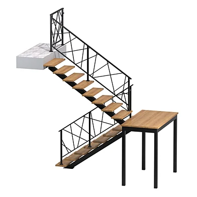 L-shaped staircase on a metal frame