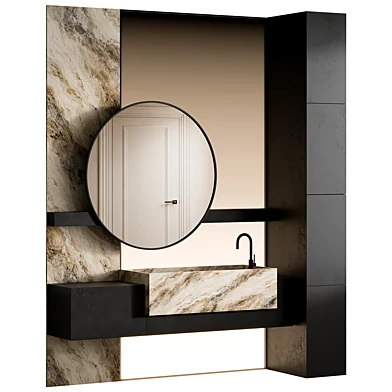 Modern Luxury Marble Bathroom Vanity with Round Mirror