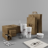 Paper bags and cups and packaging for Cafe