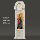 Kiot carved with dimensional icon.