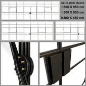 Set 3 big doors blak steel