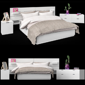 Nordley's bed from IKEA with headboard, chest of drawers and cabinet.