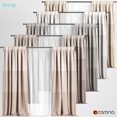 A series of curtains with white tulle in different colors.