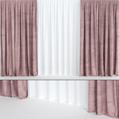 Burgundy velvet curtains with tulle