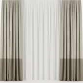 Brown curtains with tulle