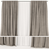 Brown curtains with tulle