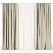 Beige curtains with tulle