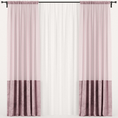 Pink velvet curtains with tulle.