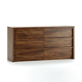 Sauder Harvey Park 6 Drawer Dresser in Grand Walnut