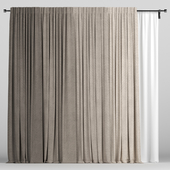 Brown curtains with tulle.