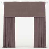 Burgundy curtains.