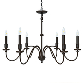 Six light chandelier in matte black