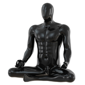 Male abstract mannequin sitting in yoga pose 110