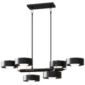 Kovacs Lift Off 6 Light 38 "Wide Linear Chandelier with Etched Glass Shades Model: P1566-729