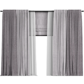 Curtains in two colors with tulle and roman blind