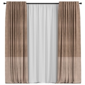 Curtains with tulle in two colors