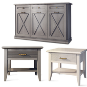 Chest of drawers and bedside tables Country. Angstrem. Sideboard, nightstand.