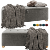 Bench pouf Edin Velvet Coral / Gray / Mustard / Ocean / Emerald from Divanru