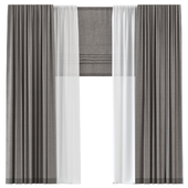 Straight curtains with tulle and roman