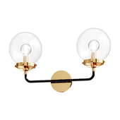 Bra Caleb 2-Light 18 in. Brass/Black Wall Sconce wall lamp