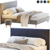 Bed Maiton 160 with pouffe Plidi Velvet Grafit / Gray / Navy Blue / Yellow from Divanru