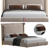 Beige microfiber bed