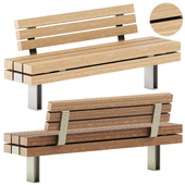 KONG 021 Backrest steel and wood bench by Vestre